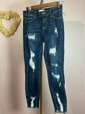 Cello Dark Blue Distressed Skinny Jeans